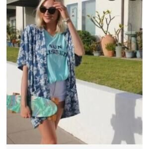 Known Supply Organic Cotton Hawaiian Beach Cover Up Kimono‎ NWT SZ M-L Resort